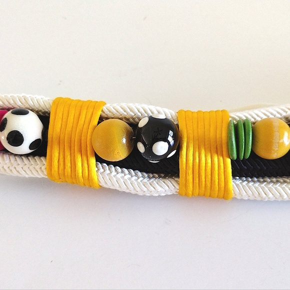 Fabulous 80s Polka Dots and Stripes Beaded Adjustable Cord Wide Belt main image 10